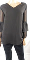 $109 Calvin Klein Women's Black Bell Sleeve Sheer Blouse Top Plus Size 3X - evorr.com