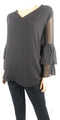 $109 Calvin Klein Women's Black Bell Sleeve Sheer Blouse Top Plus Size 3X - evorr.com