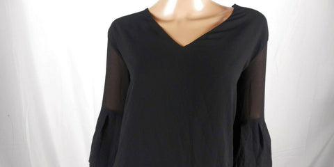 $109 Calvin Klein Women's Black Bell Sleeve Sheer Blouse Top Plus Size 3X - evorr.com