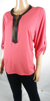 $109 Calvin Klein Women's 1/2 Zip Roll Sleeve Orange Stretch Blouse Top Plus 3X - evorr.com