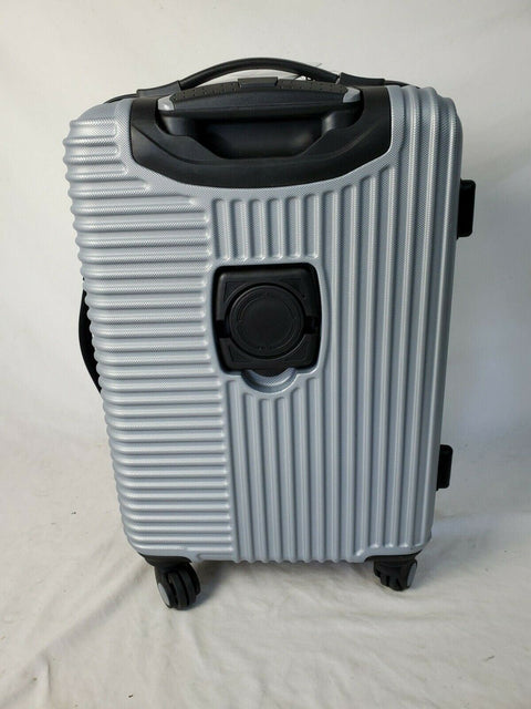 New Travelers Club  Basette 20" Silver Luggage Spinner Carry On Cup Holder