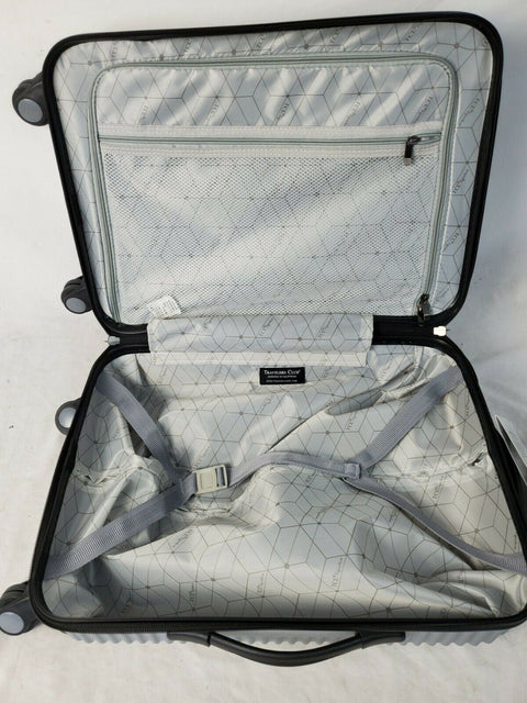 New Travelers Club  Basette 20" Silver Luggage Spinner Carry On Cup Holder