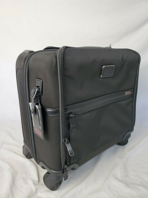 $775 New TUMI Alpha 3 Compact 4 Wheeled Briefcase Spinner Luggage Black Carry On