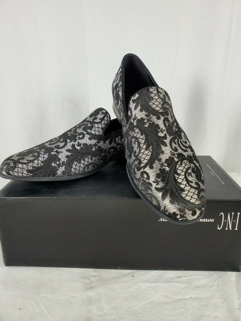 Inc International Concepts Mens Black Paisley Birch Brocade Loafers Slip-On 12 - evorr.com
