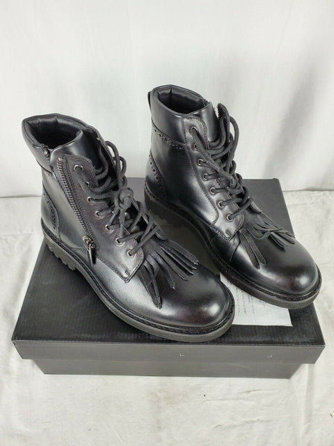 New Alfani Mens Black Ankle Boots Lace Up Leather Shoes Size 8 US - evorr.com
