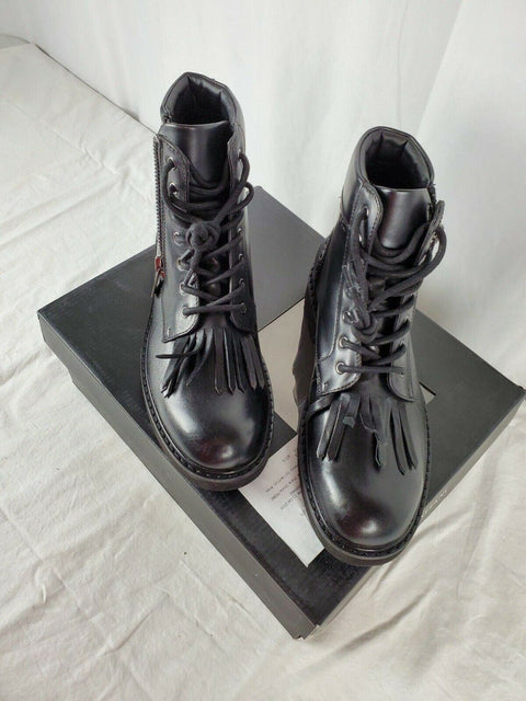 New Alfani Mens Black Ankle Boots Lace Up Leather Shoes Size 8 US - evorr.com
