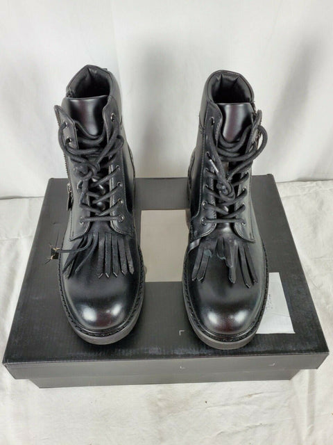New Alfani Mens Black Ankle Boots Lace Up Leather Shoes Size 8 US - evorr.com