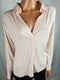 New We The Free Women Collared Long Sleeve Pink Knit Blouse Top Size M - evorr.com