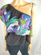 New Free People Women One Shoulder Black Floral Ruffle Stretch Blouse Top Size L - evorr.com
