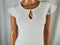 $109 CECE Women's White Short Sleeve Blouse Top Key-Hole Neck Stretch Size S - evorr.com