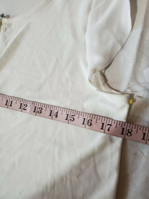 $109 CECE Women's White Short Sleeve Blouse Top Key-Hole Neck Stretch Size S - evorr.com