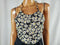 Moon Women Sleeveless Halter-Neck Spaghetti Strap White Floral Printed Blouse S - evorr.com