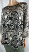 New Alex Evening Women Black Gold 3/4 Bell Sleeve Embroidery Blouse Top Plus 2X - evorr.com