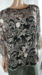 New Alex Evening Women Black Gold 3/4 Bell Sleeve Embroidery Blouse Top Plus 2X - evorr.com