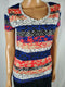 Tommy Hilfiger Women Short Sleeve Multi Print T-Shirt Blouse Top V-Neck Size M - evorr.com
