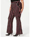 INC Concepts Women Black Red Striped Wide Leg Stretch Dress Pants Plus 18W - evorr.com