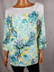 Charter Club Women 3/4 Sleeve Boat-Neck Print Button Blouse Tunic Top Plus 3X - evorr.com