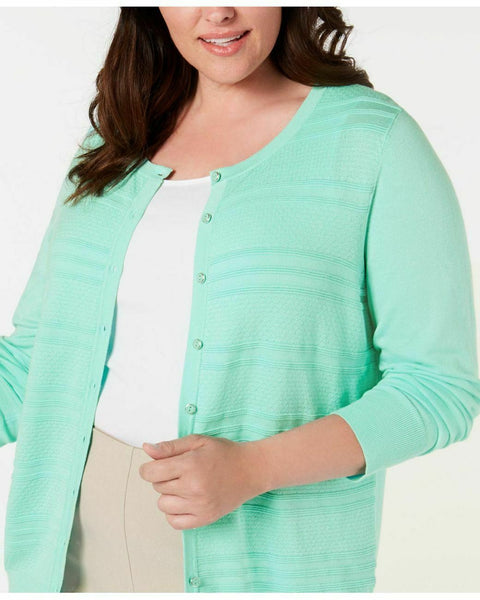 Charter Club Women Long Sleeve Textured Button Cardigan Sweater Top Plus Size 2X - evorr.com