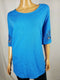 New Charter Club Women Short Sleeve Lace Trim Knit Blue Blouse Top Plus Size 4X - evorr.com
