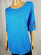 New Charter Club Women Short Sleeve Lace Trim Knit Blue Blouse Top Plus Size 4X - evorr.com