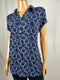 Charter Club Women Short Sleeve Blue Polo Shirt Chain Print Stretch Top Size XXL - evorr.com