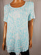 New JM Collection Women Short Sleeve Blue Printed Scoop Neck Blouse Top Size XL - evorr.com