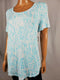 New JM Collection Women Short Sleeve Blue Printed Scoop Neck Blouse Top Size XL - evorr.com
