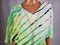 JM Collection Women's V-Neck Embellished Necklace Green Striped Blouse Plus 0X