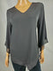 ALFANI Women V-Neck 3/4 Sleeve Stretch Pullover chiffon Point Hem Blouse Top XL - evorr.com
