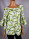 Alfani Women's Scoop-Neck Bell-Sleeves Green Printed Pullover Tunic Top Plus 16W