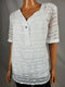Alfani Women 2PC V-Neck Button-Front Textured White Pullover Blouse Top Plus 1X
