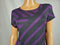 Alfani Women Scoop-Neck Black Purple Printed Blouse Top Chevron Striped Petite L