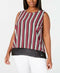 $88 Michael Kors Women Scoop Neck Sleeveless Bold Striped Blouse Top Plus 2X - evorr.com