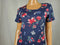 Karen Scott Women's Short Sleeve Scoop Neck Blue Knit Floral Blouse Top Size XL - evorr.com
