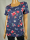 Karen Scott Women Short Sleeve Scoop Neck Blue Floral Printed Blouse Top Size XL - evorr.com