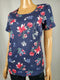 Karen Scott Women Short Sleeve Scoop Neck Blue Floral Printed Blouse Top Size XL - evorr.com
