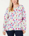 Karen Scott Women Long Sleeve Button Front Multi Floral Knit Cardigan Plus 2X - evorr.com