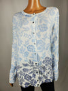 Karen Scott Women's Long Sleeve Button Front White Blue Paisley Cardigan Plus 3X - evorr.com