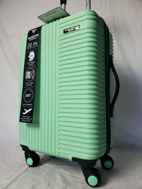 Travelers Club  Basette 20" Green Mint Luggage Spinner Carry On Suitcase