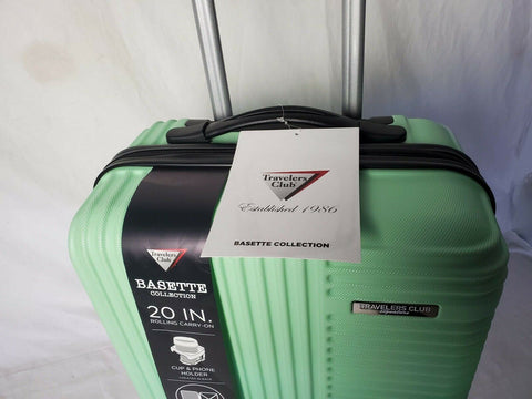 Travelers Club  Basette 20" Green Mint Luggage Spinner Carry On Suitcase