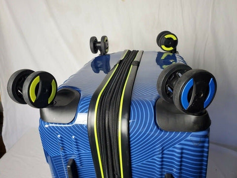 $200 Revo Rain 25" Hard Shell Expandable Spinner Suitcase Luggage TSA Lock Blue