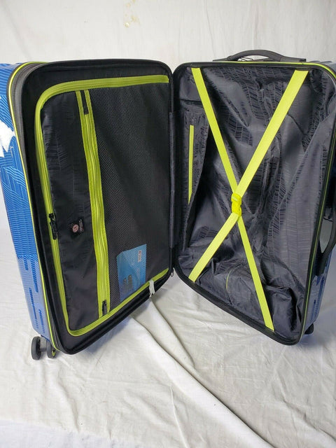 $200 Revo Rain 25" Hard Shell Expandable Spinner Suitcase Luggage TSA Lock Blue