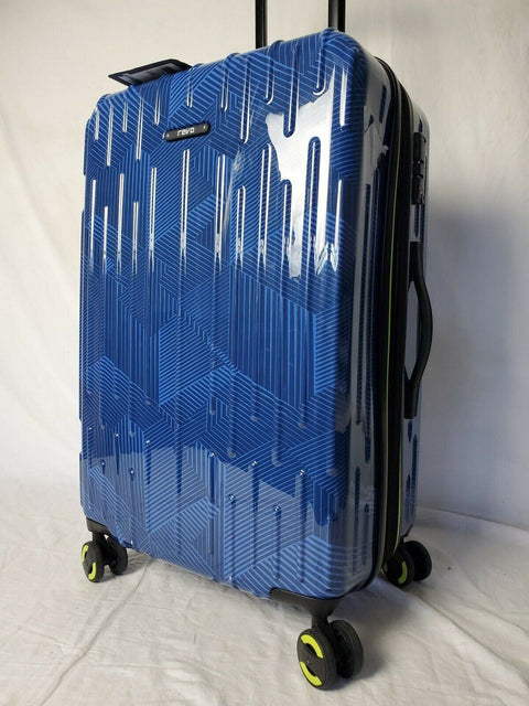 $200 Revo Rain 25" Hard Shell Expandable Spinner Suitcase Luggage TSA Lock Blue