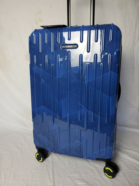 $200 Revo Rain 25" Hard Shell Expandable Spinner Suitcase Luggage TSA Lock Blue
