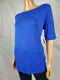 Karen Scott Women's Elbow Sleeve Boat -Neck Ultra Blue Cotton Blouse Top Plus 3X - evorr.com
