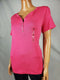 New Karen Scott Women's Short Sleeve Henley Button Rose Pink Blouse Top Size L - evorr.com