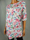 New Karen Scott Women's Elbow Sleeve Boat-Neck Pink Cotton Floral Blouse Plus 3X