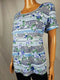 Karen Scott Women Short Sleeve Scoop Neck Blue Legend Flower Print Blouse Top XL - evorr.com