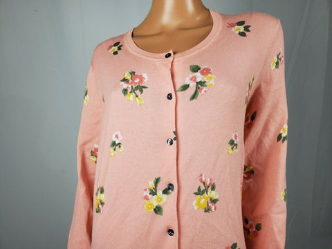 New Karen Scott Women's Long Sleeve Button Front Pink Flowers Cardigan Plus 2X - evorr.com