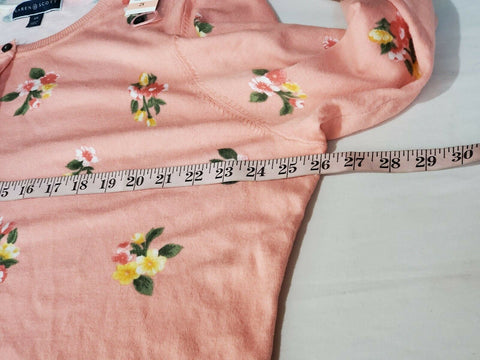 New Karen Scott Women's Long Sleeve Button Front Pink Flowers Cardigan Plus 2X - evorr.com